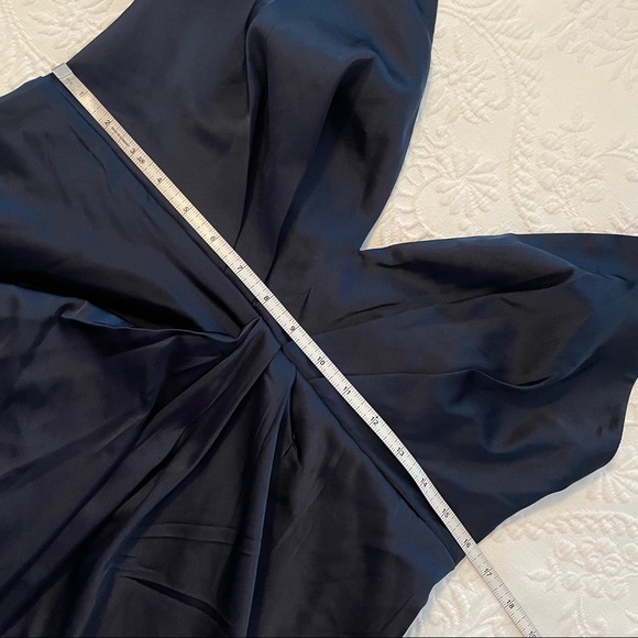 NWOT Lulus Caught Feelings Navy Blue Satin Ruffled Midi Dress Small Medium Large - Picture 9 of 16